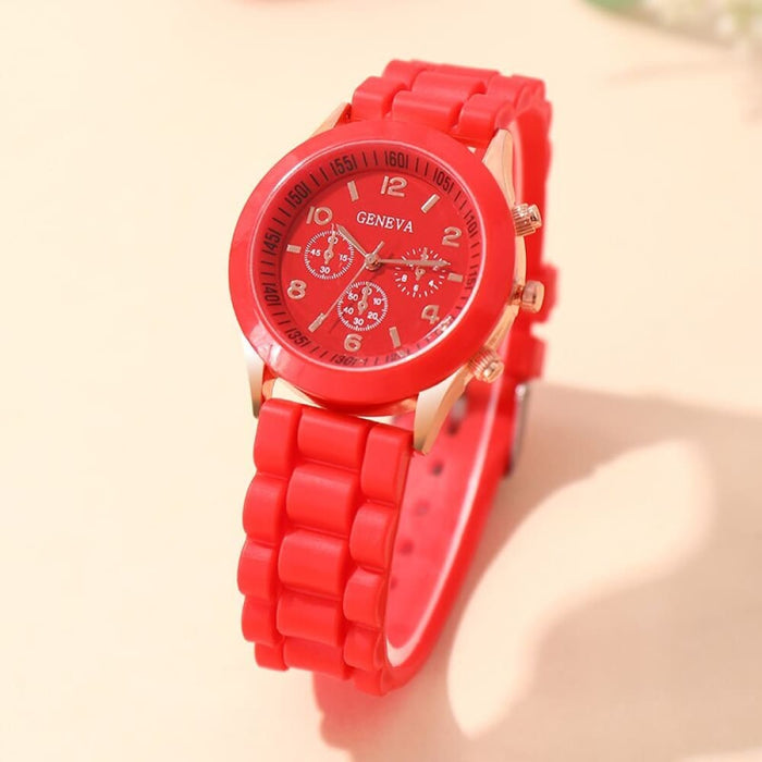 Fashion Women Watches Elegant Red Silicone Quartz Watch