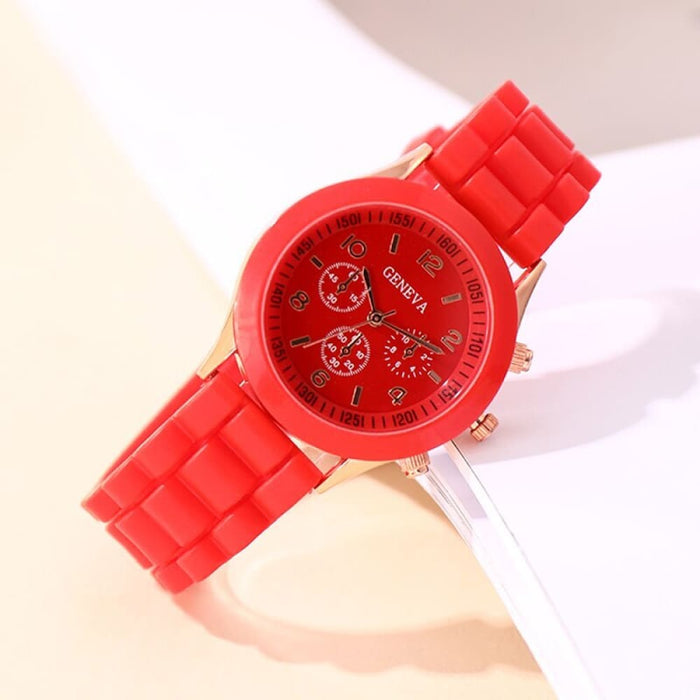 Fashion Women Watches Elegant Red Silicone Quartz Watch