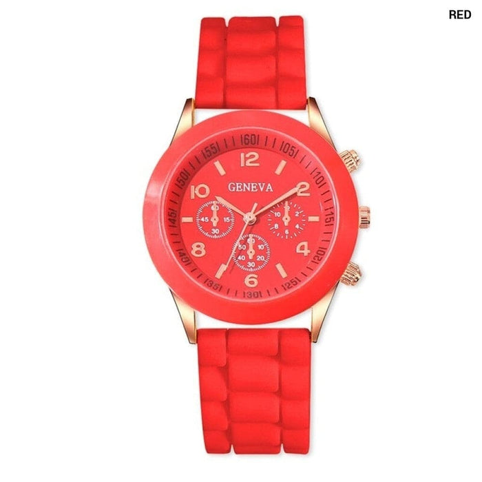 Fashion Women Watches Elegant Red Silicone Quartz Watch