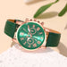 Fashion Women Watches Green Leather Quartz Wrist Watch