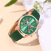 Fashion Women Watches Green Leather Quartz Wrist Watch