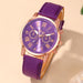 Fashion Women Watches Ladies Purple Leather Quartz Wrist