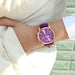 Fashion Women Watches Ladies Purple Leather Quartz Wrist