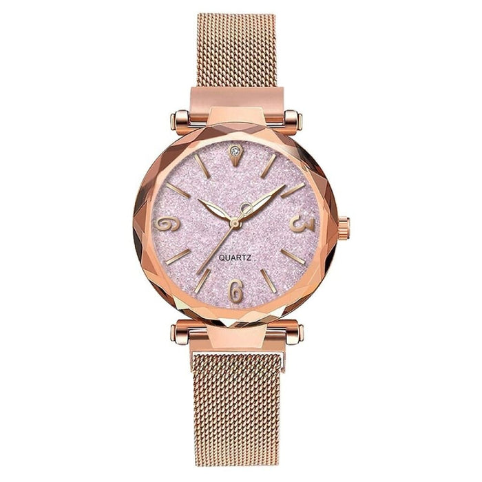 Fashion Women Watches Simple Rose Gold Mesh Belt Magnetic