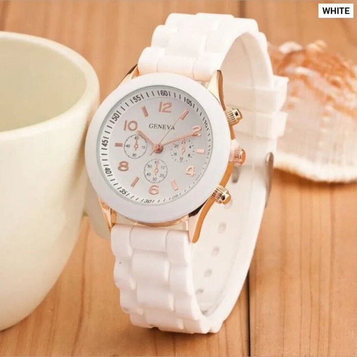 Fashion Women Watches White Silicone Jelly Quartz Watch