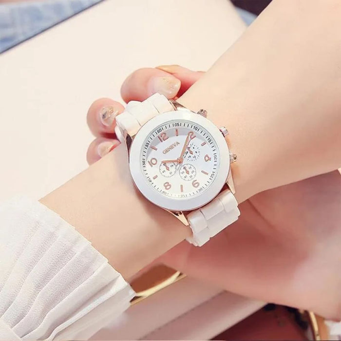 Fashion Women Watches White Silicone Jelly Quartz Watch