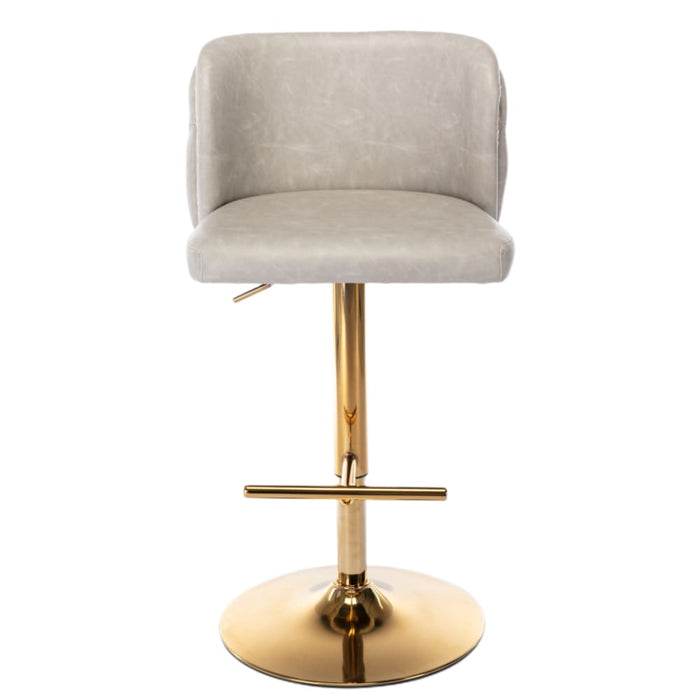 2x Faux Leather Golden Base Swivel Bar Stools - Beige