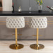 2x Faux Leather Golden Base Swivel Bar Stools - Beige