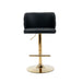 2x Faux Leather Golden Base Swivel Bar Stools - Black