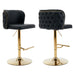 2x Faux Leather Golden Base Swivel Bar Stools - Black