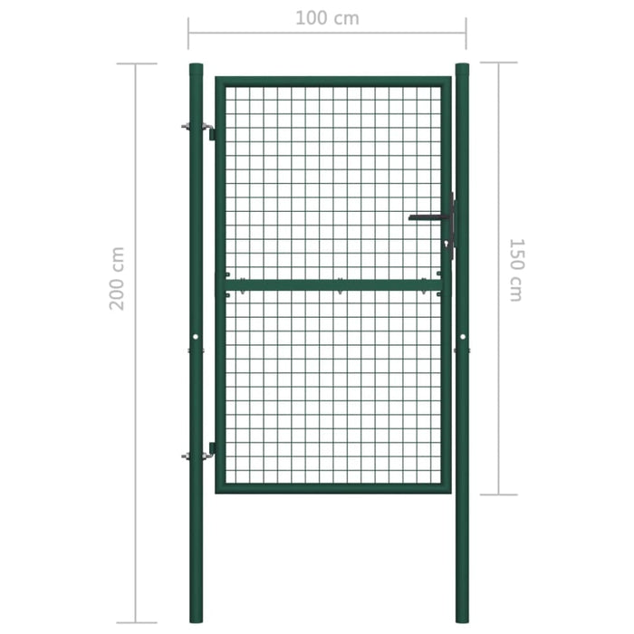 Fence Gate Steel 100x150 Cm Green Oapita