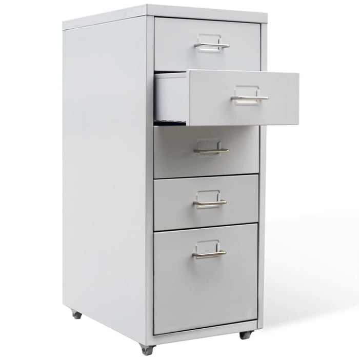 File Cabinet With 5 Drawers Grey 68,5 Cm Steel Xboxx