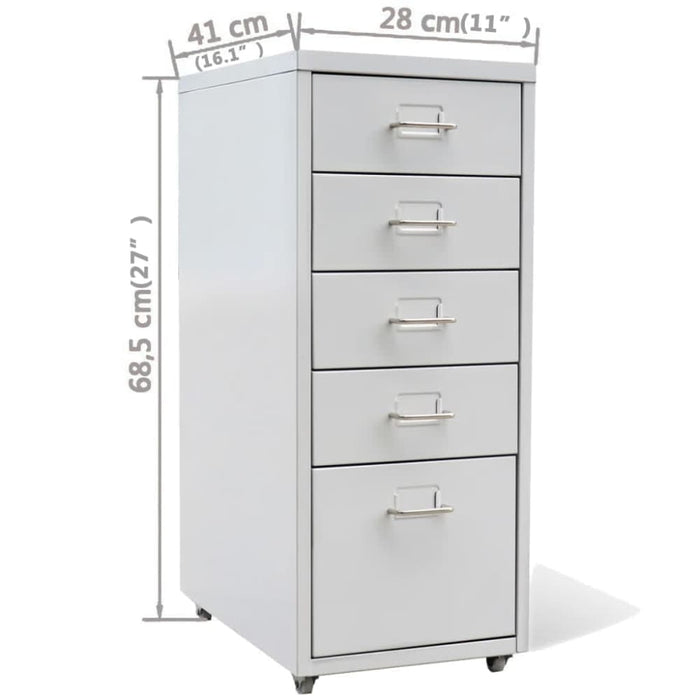 File Cabinet With 5 Drawers Grey 68,5 Cm Steel Xboxx