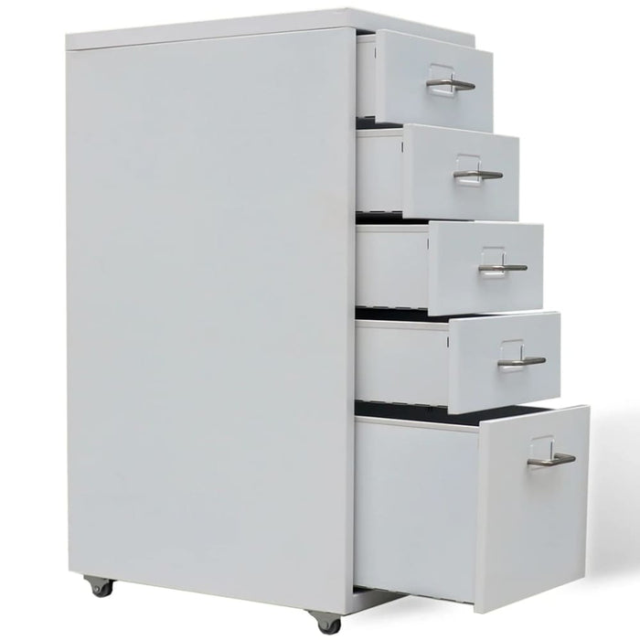 File Cabinet With 5 Drawers Grey 68,5 Cm Steel Xboxx