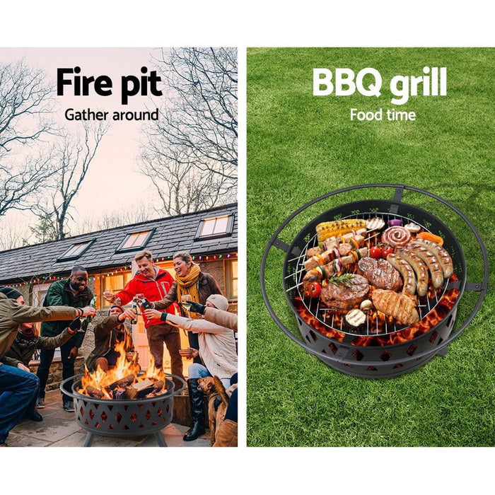 Fire Pit Bbq Charcoal Grill Ring Portable Outdoor Kitchen