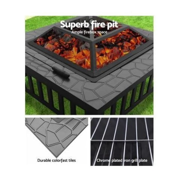 Fire Pit Bbq Table Grill Outdoor Garden Wood Burning