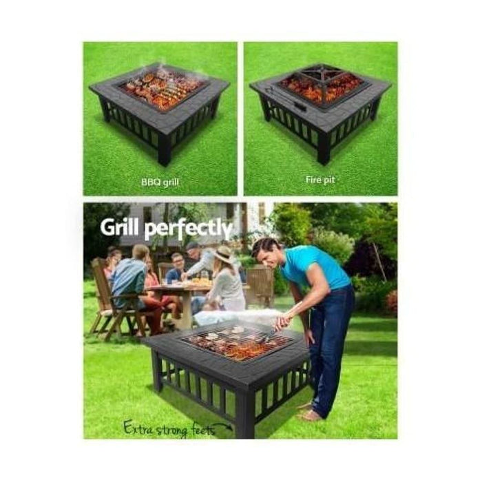 Fire Pit Bbq Table Grill Outdoor Garden Wood Burning