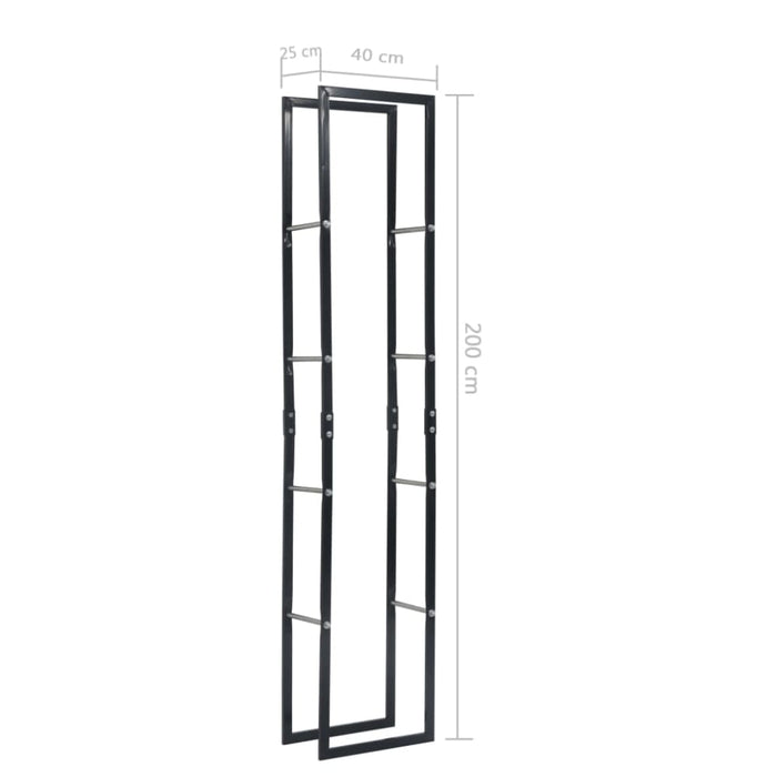 Firewood Rack Black 40x25x200 Cm Steel Xnlxnt