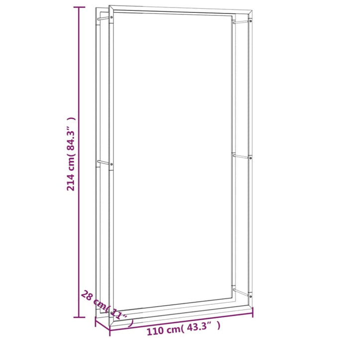 Firewood Rack Matt Black 110x28x214 Cm Steel Tpbtoo