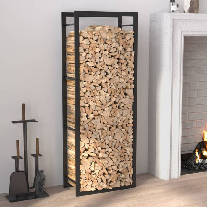 Firewood Rack Matt Black 50x28x132 Cm Steel Tpbtbl