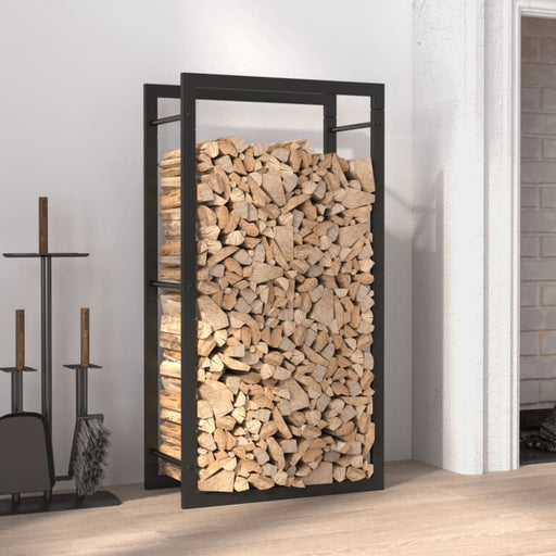 Firewood Rack Matt Black 50x28x94 Cm Steel Tpbtbp