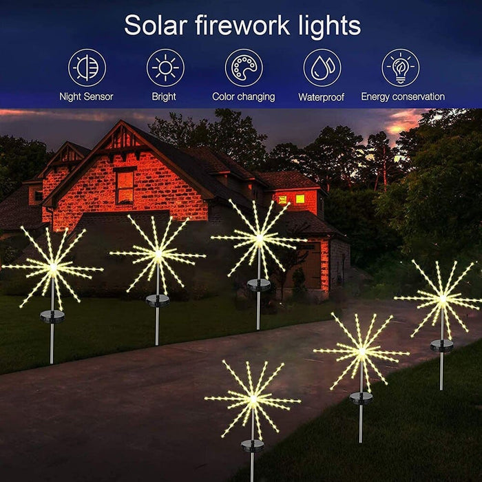 Fireworks Lamp Solar Powered Outdoor Waterproof 56 112 Leds