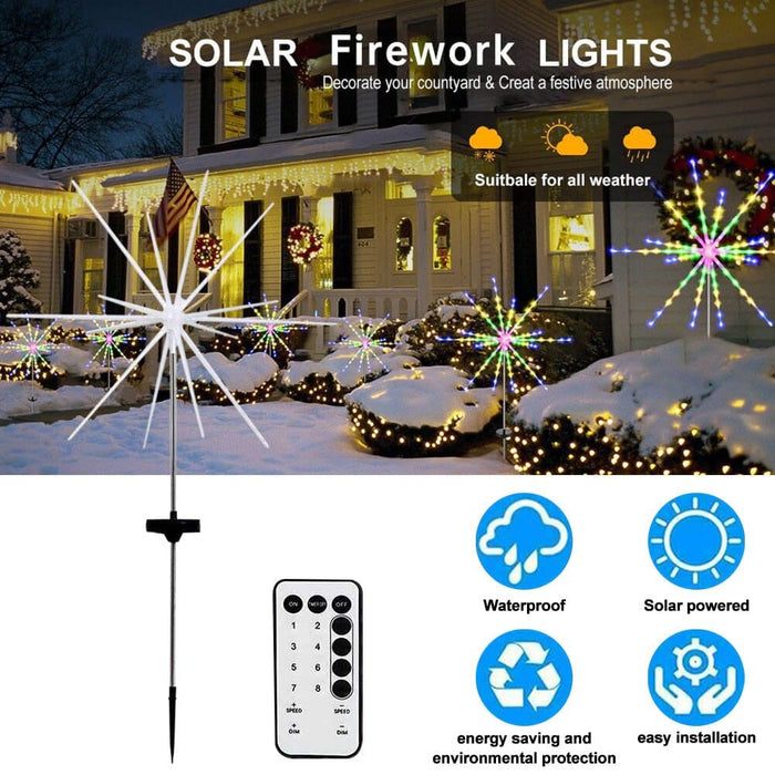 Fireworks Lamp Solar Powered Outdoor Waterproof 56 112 Leds