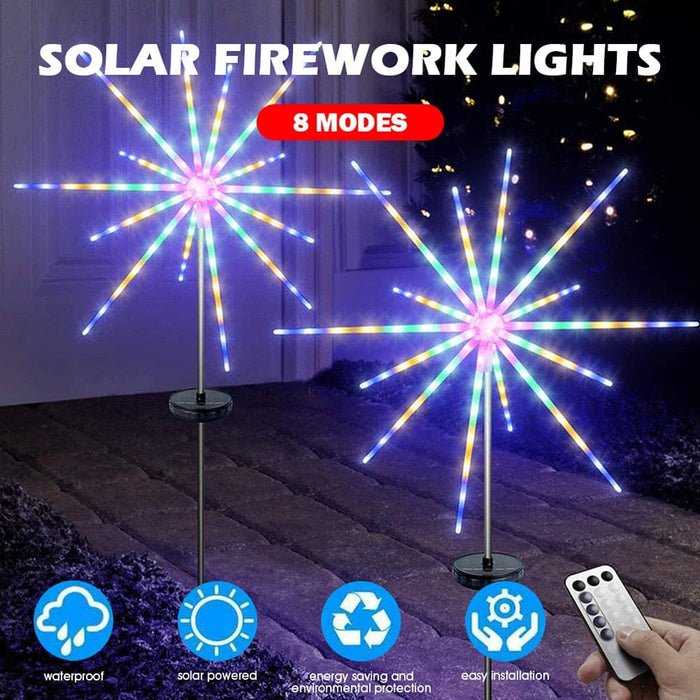 Fireworks Lamp Solar Powered Outdoor Waterproof 56 112 Leds