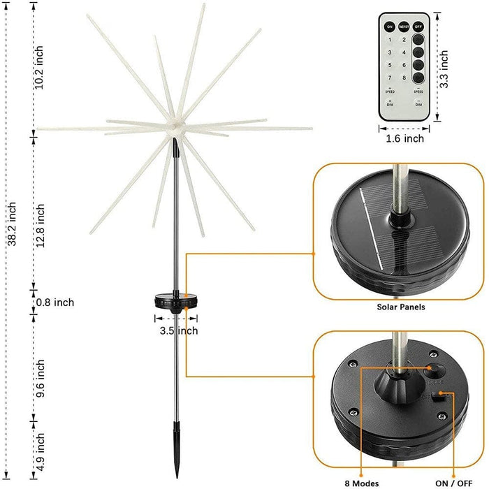 Fireworks Lamp Solar Powered Outdoor Waterproof 56 112 Leds