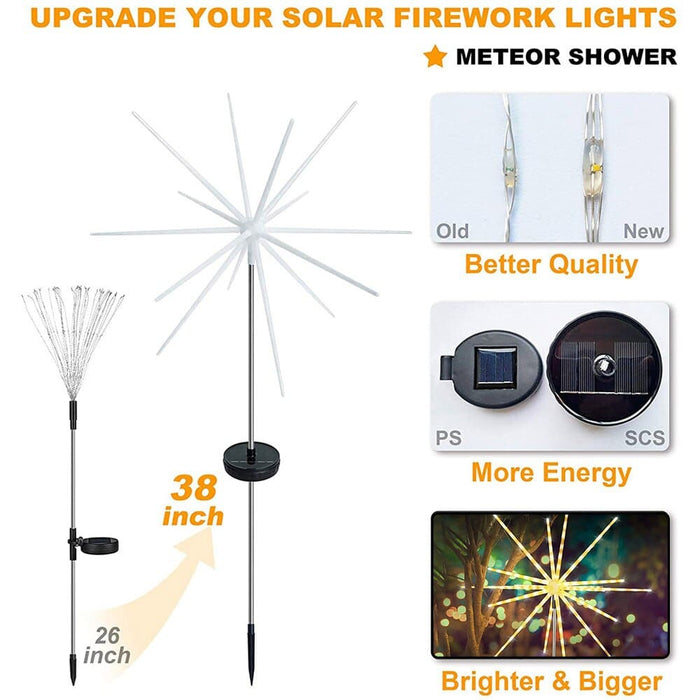 Fireworks Lamp Solar Powered Outdoor Waterproof 56 112 Leds