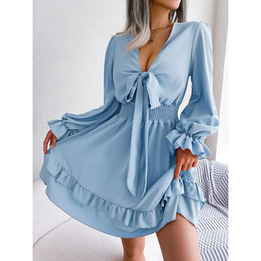 Flared Long Sleeve a Line Dress