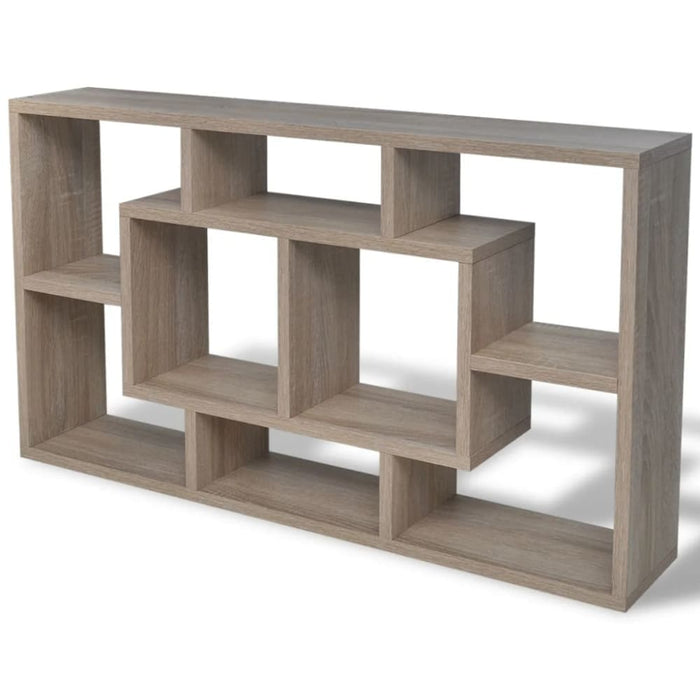 Floating Wall Display Shelf 8 Compartments Oak Colour Xaxpak