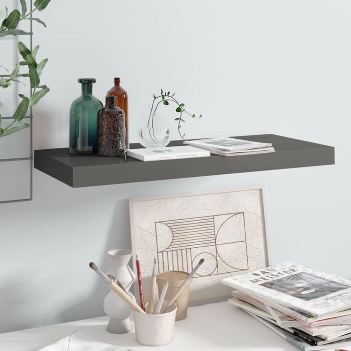 Floating Wall Shelf Glossy Look Grey Mdf Txtikb