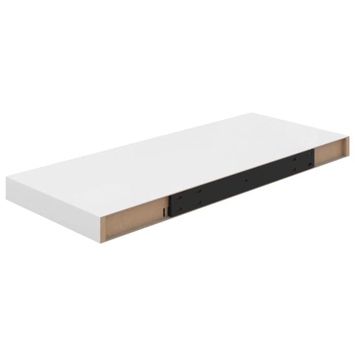 Floating Wall Shelf Glossy Look White Mdf Txtian