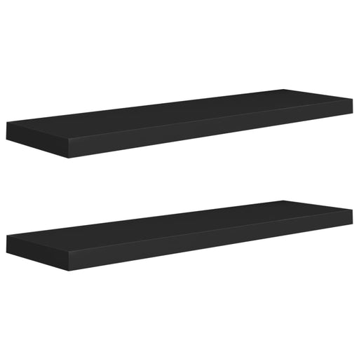 Floating Wall Shelves 2 Pcs Black Mdf Txtntk