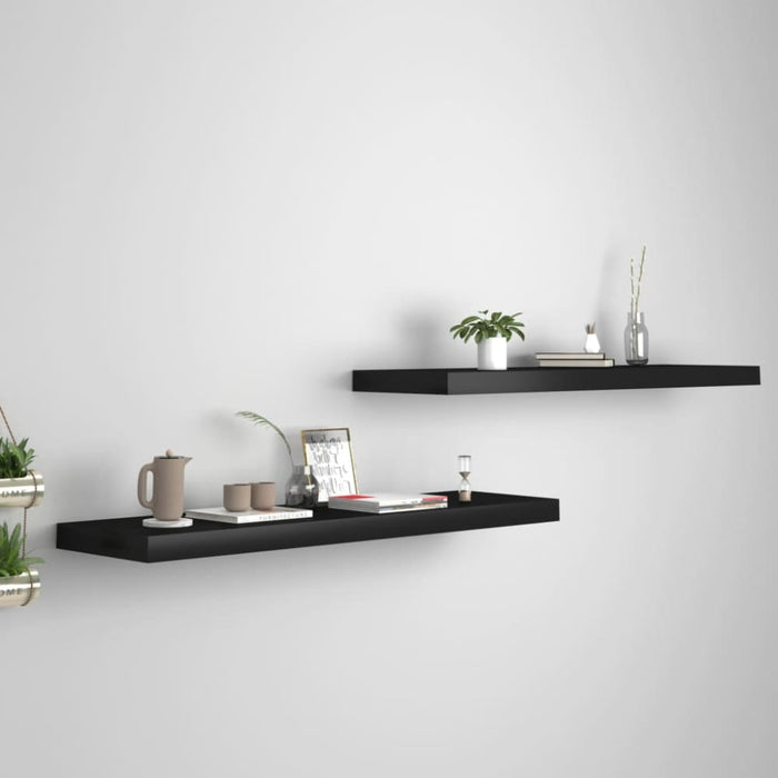 Floating Wall Shelves 2 Pcs Black Mdf Txtntk