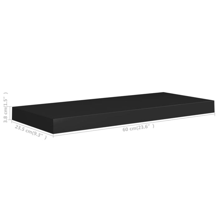 Floating Wall Shelves 2 Pcs Black Mdf Txtntt