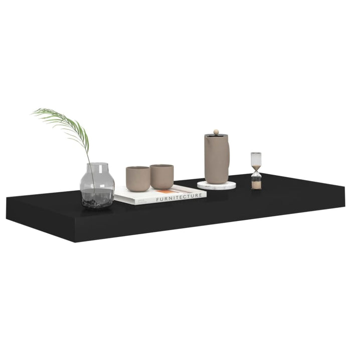 Floating Wall Shelves 2 Pcs Black Mdf Txtntt