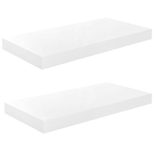 Floating Wall Shelves 2 Pcs Glossy Look White Mdf Txtial