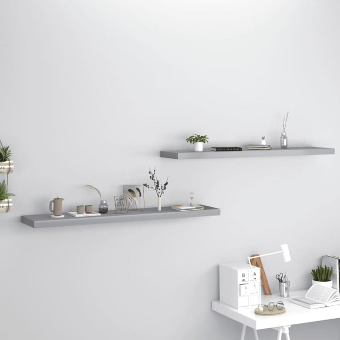 Floating Wall Shelves 2 Pcs Grey Mdf Txtnlt