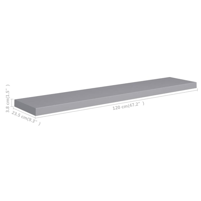 Floating Wall Shelves 2 Pcs Grey Mdf Txtnlt