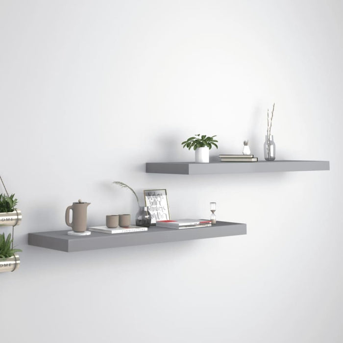 Floating Wall Shelves 2 Pcs Grey Mdf Txtnpi