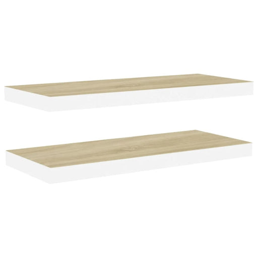 Floating Wall Shelves 2 Pcs Oak And White Mdf Txlpnb