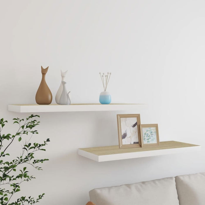 Floating Wall Shelves 2 Pcs Oak And White Mdf Txlpnb