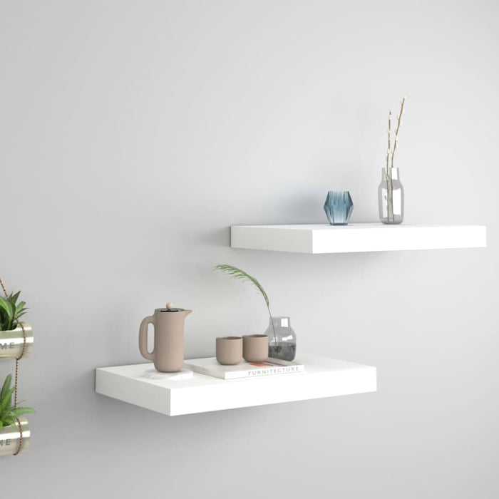 Floating Wall Shelves 2 Pcs White Mdf Txtnbl