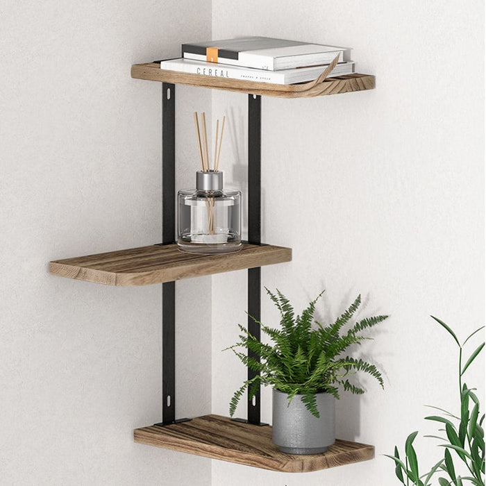 Floating Wall Shelves Brackets 3 Tiers Corner Display Diy