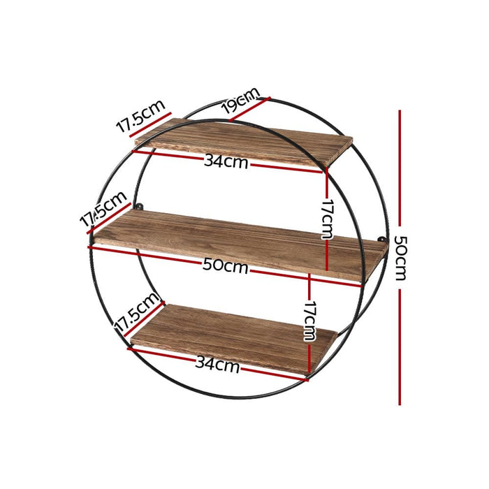 Floating Wall Shelves Brackets Round 3 Tiers Display Diy