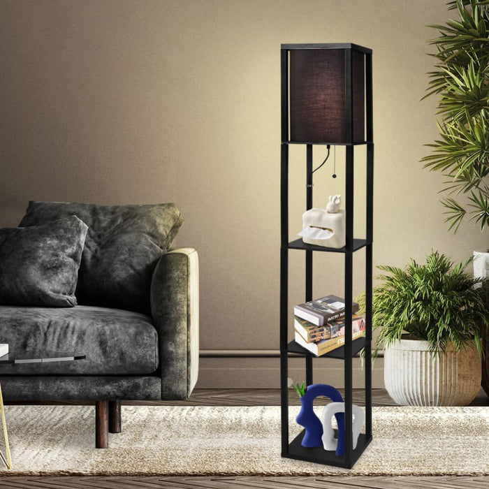 Goslash Picks Floor Lamp Storage Shelf Led Wood Standing