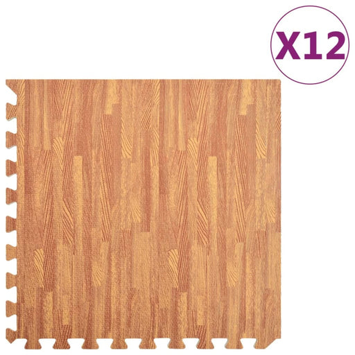 Floor Mats 12 Pcs Wood Grain Eva Foam