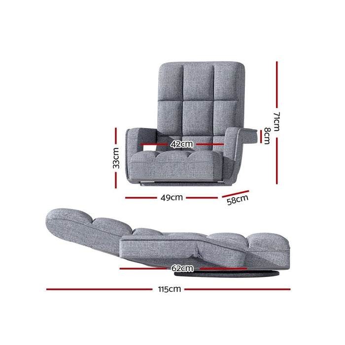 Floor Sofa Bed Lounge Chair Recliner Chaise Swivel Grey